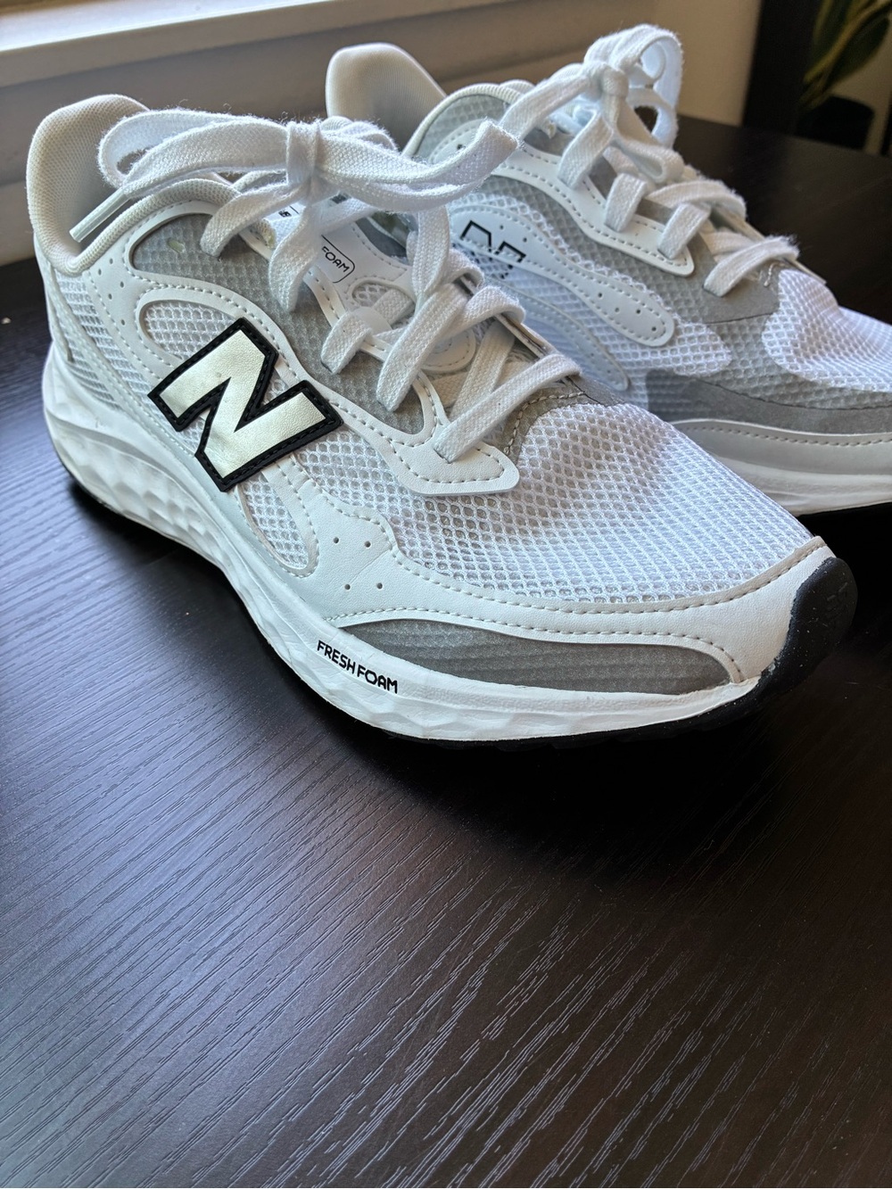 New Balance White & Gray Mesh Running Shoes